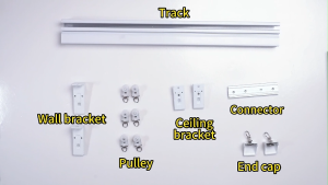 Curtain Track Rod Rail Mute with Pulley Single/Double Rail 8 Pulleys + 2 Fixtures Per Meter Top/Side Mounted Sectional Delivery