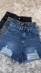 [พร้อมส่ง] Babarry On Street [S-5XL] กางเกงขาสั้น ยีนส์ขาด ผู้หญิง เอวสูง เท่ห์มีสไตล์