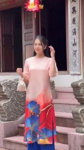 Áo dài cách tân AD159 dáng suông in hình rẻ quạt dành cho nữ KHANH LINH STYLE- {HCM}
