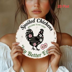 2D Flat 1pc Vintage Farmhouse Chicken Coop Sign - Rustic Farm Decor with Rooster & Eggs Heavy-Duty Iron Construction Decor