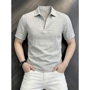 OUMULONG | Áo Thun Polo Cổ Sơ Mi Tay Ngắn Thoáng Khí Từ Vải Linen