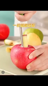 【SKIT SG】2 In 1 Fruit Core Remover Stainless Steel Fruit Corer Peeler Cutter Telescopic 2in1 Fruit Peeler Rust Proof Anti Slip Handle Core Extraction Tool for Apple Pear Jujube Date Kitchen Fruit Preparation