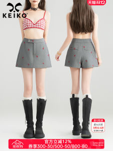 กางเกงขายาวทรงหลวมเอวสูงพิมพ์ลายดอกไม้สีเทา กระโปรงสั้น ทรงหลวม กางเกงขายาว แฟชั่นฤดูใบไม้ร่วง 2025 สำหรับผู้หญิง อายุ 18-24 ปี