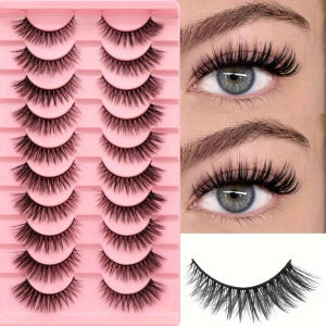 ขนตาปลอมที่ละเอียดอ่อน 10 คู่ ขนตาปลอมน้ำหนักเบา ขนตาปลอมเลียนแบบตาแมว ขนตาปลอมสไตล์อนิเมะธรรมชาติ