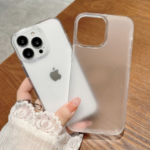 FLOVEME Luxury Matte Transparent Phone Case For iPhone 14 13 12 11 Pro Max Hard Acrylic Soft Clear Shockproof Bumper Back Cover For iPhone 14 13 12 11