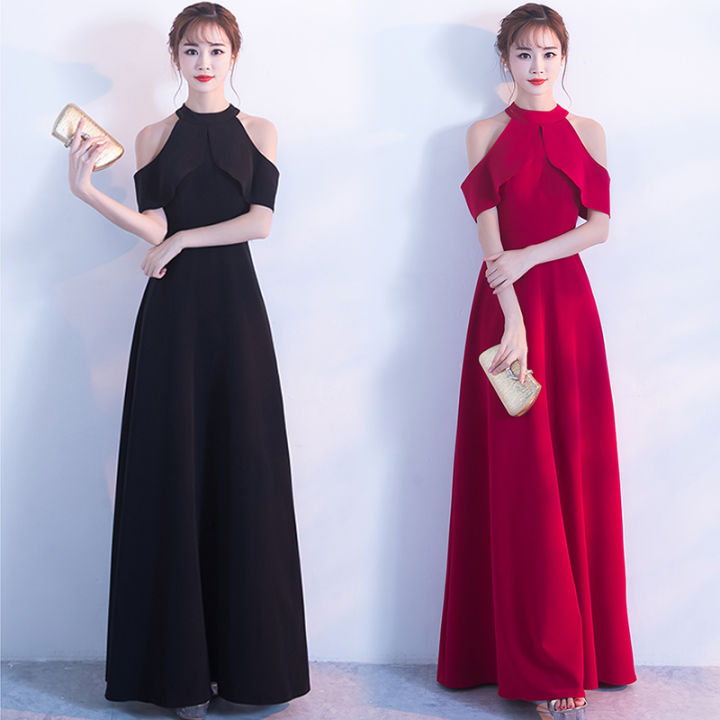 Evening Dress for Women 2018 New Halterneck Long Elegant Slim