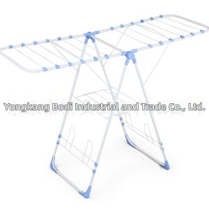 Foldable Wing-shaped Wire Floor Standing Clothes Drying Rack