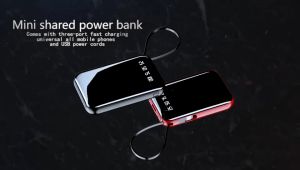 Mini Power Bank 500000mAh Original LED with 4 Cables & 2.1A Fast Charger