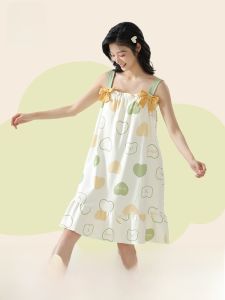 miiow | Pure Cotton Breathable Summer Sleep Dress Cat Woman Loose Short Home Clothes Sweet Fresh Style Womens Nightgown Gown