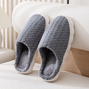 Cotton Slippers Men Autumn and Winter Indoor Home Non Slip Thick Sole Velvet Baotou Warm Postpartum Confinement Shoes Female Couple