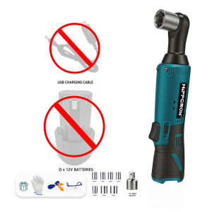 HIPPCRON 12V Cordless Electric Ratchet Wrench 3/8" 45NM 600RPM Copper Motor Tool Kit for Auto Repair & Home DIY