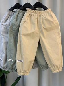 Boys Casual Thin Pants Autumn Spring Loose Fit Harlan Trousers Polyester Fiber Pocket Detail Stylish Kids Long Trousers