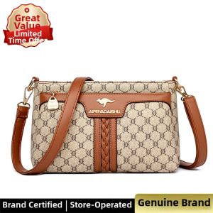 Versatile Leather Crossbody Bag for Women Midlife Fashionable Printed Single Shoulder Bag Quality Commuting Style with Multiple Compartments