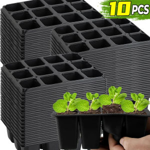 6/12 Holes Plastic Starter Trays Vegetable Germination Propagation Nursery Pot Reusable Garden Plant Flower Seedling Boxes