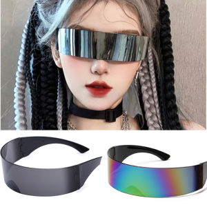 Narrow Cyclops Visor Alien Sunglasses Laser Eyeglasses UV400 Personality Mirrored Lens Costume Eyewear Glasses Men Glasses