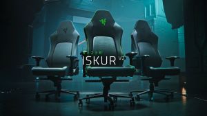 Razer Iskur V2 Gaming Chair with Built-In Lumbar Support (Leather Black Green/Black | Fabric Dark Grey) 雷蛇电竞椅