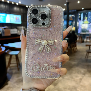 Elegant Ins Style Butterfly Knot Phone Case for  Series 16 pro 15 pro Max 14 pro Max Full Cover Lens Diamond Frame Stand