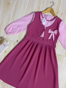 Gamis Anak Perempuan Terbaru Crinkle Airflow mix Katun Free Belt 1-12 Tahun