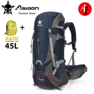ASIAON 45L Capacity Lightweight and Durable Water Resistant Hiking Trekking Outdoor Backpack Bag with Rain Cover