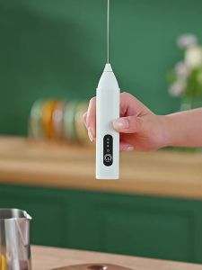 Cordless Electric Milk Frother & Coffee Stirrer 3-Speed Adjustable Handheld Cream Whipper with Dual Spring Whirlwind Mixing Type-C Fast Charging for Home Use - Milk Powder Blender Compact Design for Latte Cappuccino