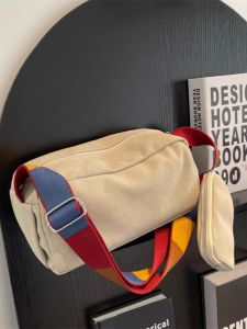 New Autumn Winter Casual Canvas Bag Large Capacity Single Shoulder Slant Cross Bag Student Class Bag Korean Lazy Style 2025