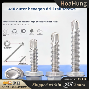 100pcs 410 Stainless Steel Self Drilling TEK Screws Hex Head Self Drilling Screws for Metal