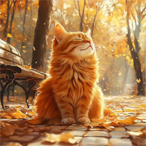 Huacan Cat Tự Làm Tranh Gắn Đá Phong Cảnh Lá Mùa Thu Full Nghệ Thuật Khảm Đá Hình Phong Cách Hiện Đại Chủ Đề Động Vật Không Gọng