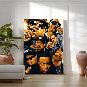 Bandai | West Coast Rappers Canvas Painting Wall Art Notorious BIG Biggie Tupac Famous Hip Hop Singer Poster Prints Home Decor Mural