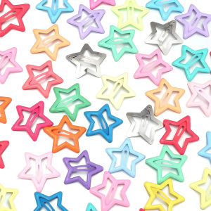 50pcs/lot Y2K Star BB Hair Clips Candy Colorful Metal Pentagram Snap Hairpins Barrettes For Girls Headwear Hair Accessories