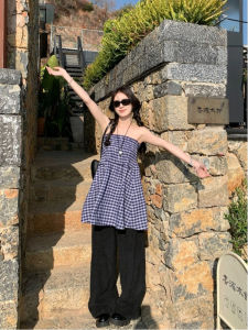 Váy Sơ Mi Kẻ Caro Hai Mặt Màu Xanh Dành Cho Nữ Váy Chữ a Cạp Cao Mùa Thu Phong Cách Pháp Váy Dự Tiệc Sinh Nhật Dài Đến Giữa Bắp Chân