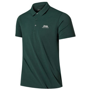 Jeep | Jeep Quick Dry Polo Shirt Mens Casual Short Sleeve Turn-down Collar Lightweight Breathable UV Protection Green Summer T-shirt