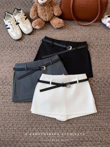 Elegant Pure Color Suit Skirt High Waist Womens Anti-Light Wrap Short Skirt Commute Korean Style Polyester Fiber A-Line Skirt