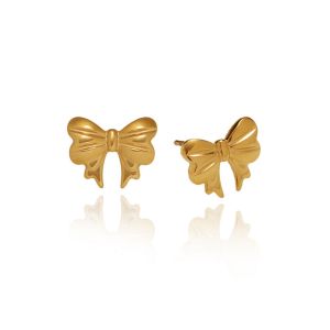 Cute Bow Tie Knot Studs Earrings Silver 18K Gold Plated • 316L Stainless Titanium Steel Waterproof Non-Tarnish Hypoallergenic Fashion Earring For Women  ER399