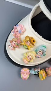 Bộ 12 Sticker Charm 3D chủ đề Pop mart nhỏ  DIY Mayto gắn Dép Cross Dép Sục Cá Sấu JB-210