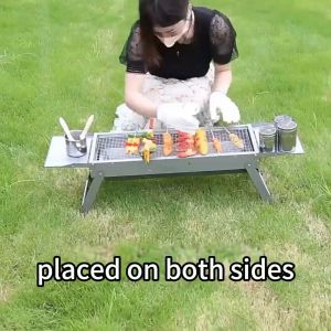 Barbeque Grill Foldable Grill Non-Stick 304 Stainless Steel Portable Barbeque Grill Bbq Grill Outdoor Grillcharcoal bbq grill for outdoor camping barbecue party griller indoorFree Barbecue clip