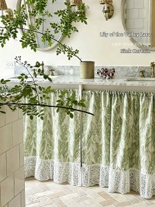 Bathroom Vanity Cover Curtain Non-Drilling Installation Cloth