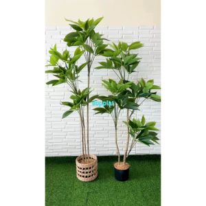 Pohon Hias Tanaman Artificial Daun Manggis T150 & T170 Latex Cover Pot Eceng Gondok Motif Dekorasi Cafe Hiasan Studio