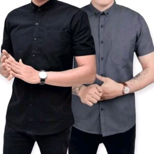 Paket Hemat 50 ribu Dapat 2 pcs KEMEJA Polos Lengan Pendek Pria