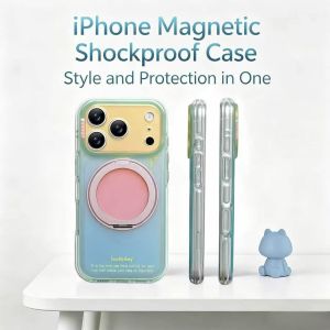 Gradient 360 Rotatable Magnetic Kickstand Phone Cover Compatible With iPhone 17 Pro Max 16 Pro Max 15 Pro Simple Stylish Soft Shell For Women Teen Girls