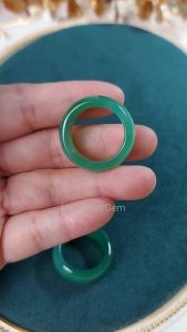 Nhẫn đá Mã Não Xanh sương sâm dày 9-10 li size 9-10 đường kính 19-20mm hợp mệnh Mộc Hỏa | Hoa Minh Gem