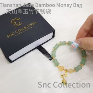 【SNC】<天山翠玉竹节钱袋>水晶女  送礼平安招财健康水晶手链 <Tianshan Jade Bamboo Money Bag>