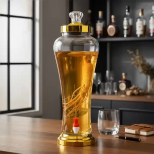 Bình Ngâm Rượu Thủy Tinh Có Vòi 5 Lít RS1V - Bình Đựng Sâm Dáng Cao Nắp Vàng Phục Vụ Tiệc Sự Kiện Sang Trọng