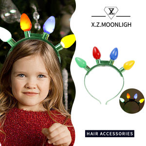 【 X.z.moonligh】ที่คาดผมห่วงคาดผมสไตล์ใหม่อเนกประสงค์ลายไฟ LED คริสต์มาสเครื่องประดับผมวันหยุดที่คาดผมสำเร็จรูปของขวัญวันหยุด