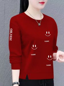 ทันสมัย หลวม คอกลมแขนยาว เสื้อสเว็ตเชิ้ต ผู้หญิง สไตล์เกาหลี ฤดูใบไม้ผลิ ฤดูใบไม้ร่วง พรางหุ่น หลากหลาย เสื้อโค้ทพิมพ์ลาย