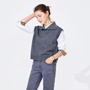 Navigare | Turn-down Collar Dark Blue Womens Vest