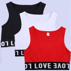 Girls Short Jazz Dance Vest Child Performance Outfit Street Style Cotton Blend Belly-Baring Top for Kids Dance Shows