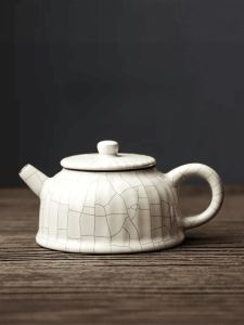 Ruyao Ceramic Tea Pot Chinese Style Handmade Stone Pail Tea Pot for Brewing Tea And Ceremonies High Temperature Baked