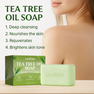 Tea Tree Oil Soap Bar for Men & Women Deep Cleansing Soothing for Dry Skin Body Odor Care Exfoliates & Firms Skin 100g