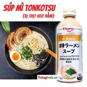 Nước Súp Mì TONKOTSU Ebara vị THỊT HEO hầm dùng nấu mì Ramen 500ML (Hàng Nhật Bản)