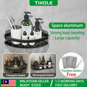 TIHOLE Bathroom Rack High Quality Aluminum material Bathroom Wall Corner Shelves Bathroom Storage Toilet Rack Shower Shampoo Rak Bilik Mandi Free of Punch kitchen Dinding Shelf Storage rack Bathroom Organizer 浴室置物架